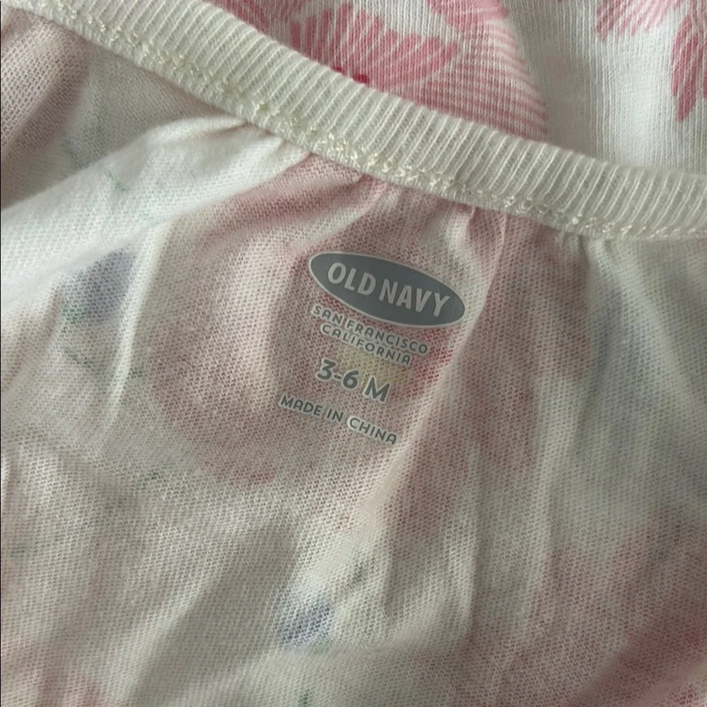 Old Navy Solid Pink and White Floral Baby Jumpsuit Set